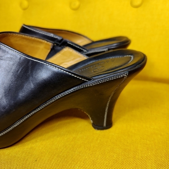 Cole Haan Devon Black Soft Leather Slip On High Heeled Mule Womens Size 9.5B - Picture 7 of 11